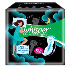 Whisper Bindazzz Nights Heavy Flow Sanitary Pads for Women, XL+ 15 Napkins
